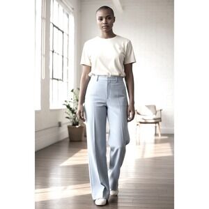 JCPenney‎ Wide Leg Trousers Light Blue Polyester Size 16 Average Vintage